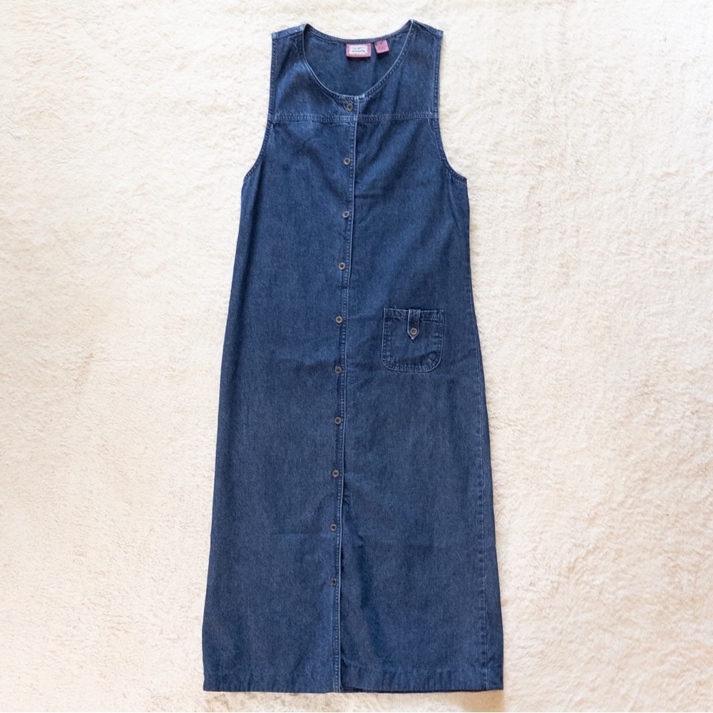 Vintage 90s Denim Button Down Jumper Dress Size Small - Picture 7 of 8